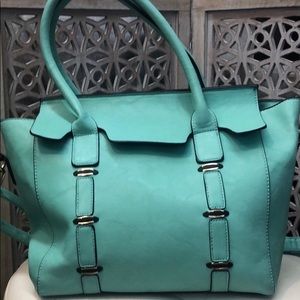 NWOT unbranded like-leather handled shoulder bag w/ adj. strap